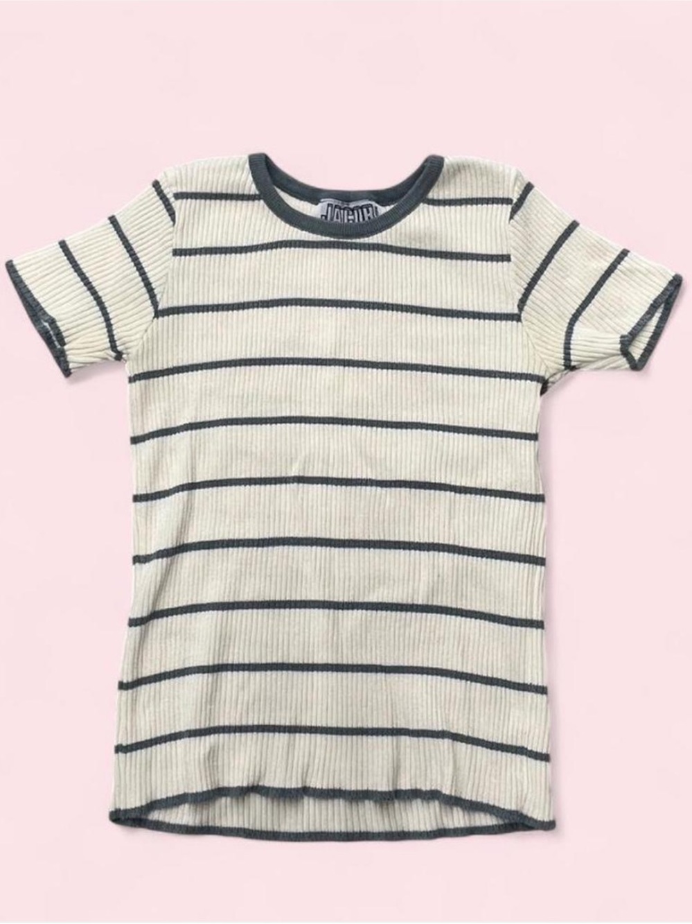 Vintage Jacob Cream Ribbed Tee with Stripes